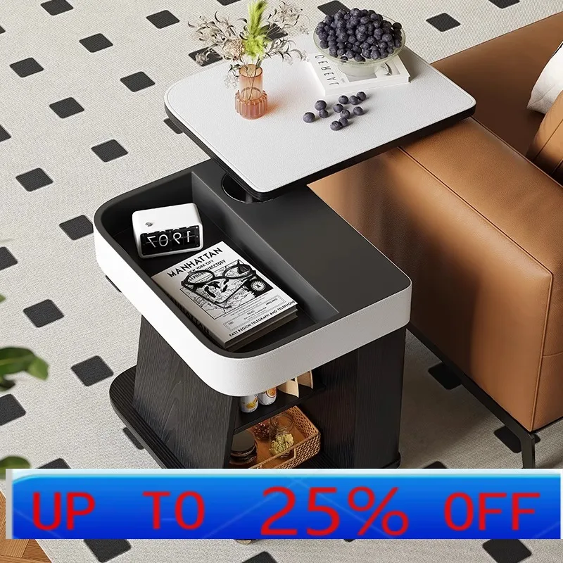 

LTT Italian light luxury mobile small coffee table can be lifted and lowered, rotating side table, living room storage locker