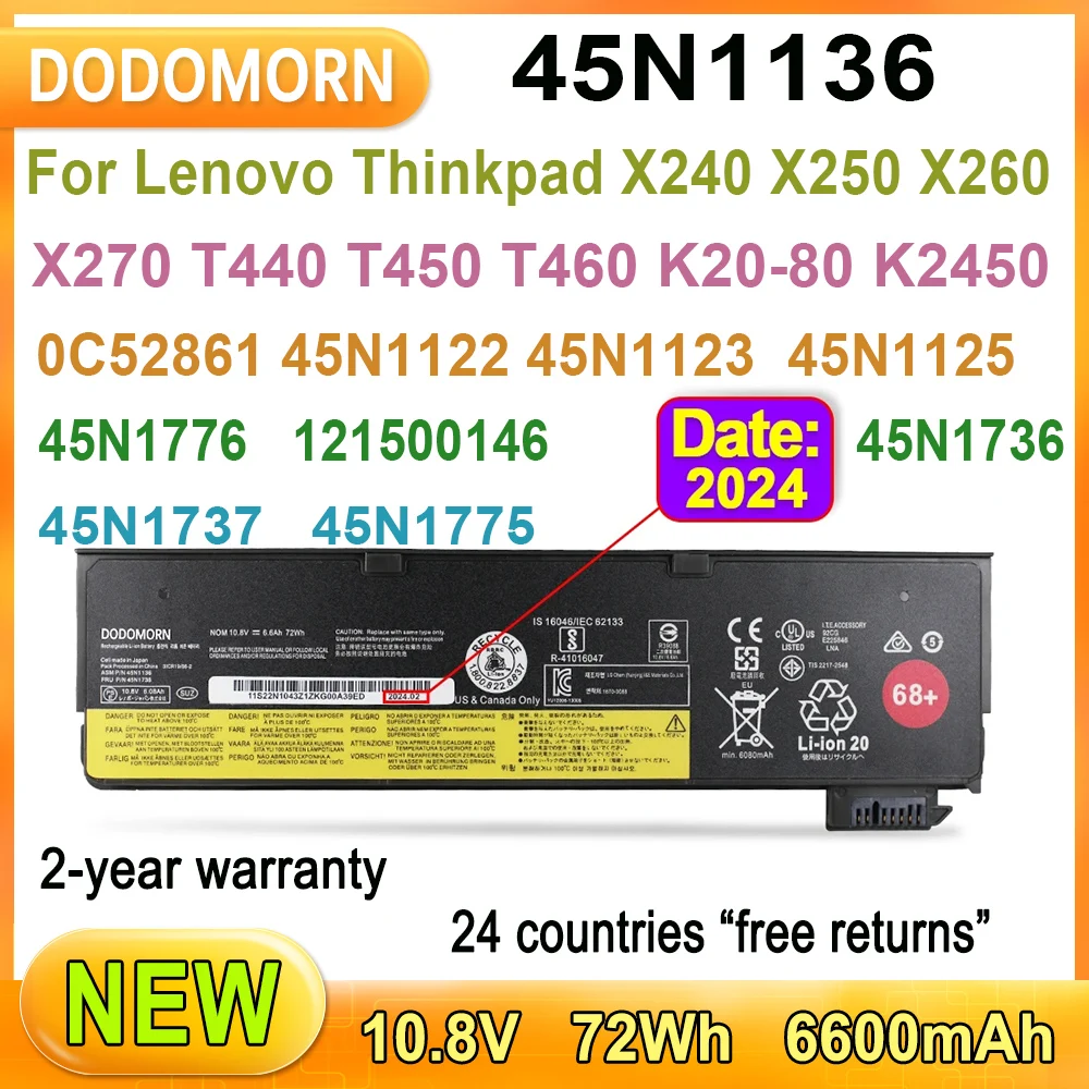 

Новый аккумулятор 45N1136 для ноутбука Lenovo Thinkpad X240S X250S X260 X270 T440S T450S T460P T470P T550 L450 W550S K2450 45N1738 68 +