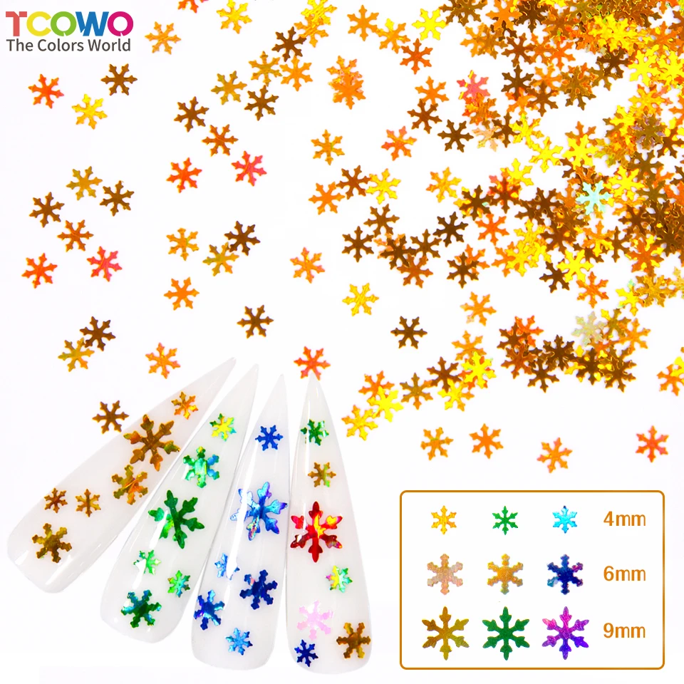 TCT-937 4MM Snowflakes Glitter Sequins For Nails Art Manicure Tumbler Glitter Epoxy Resin Card Making Crafts Nail Gel Party DIY