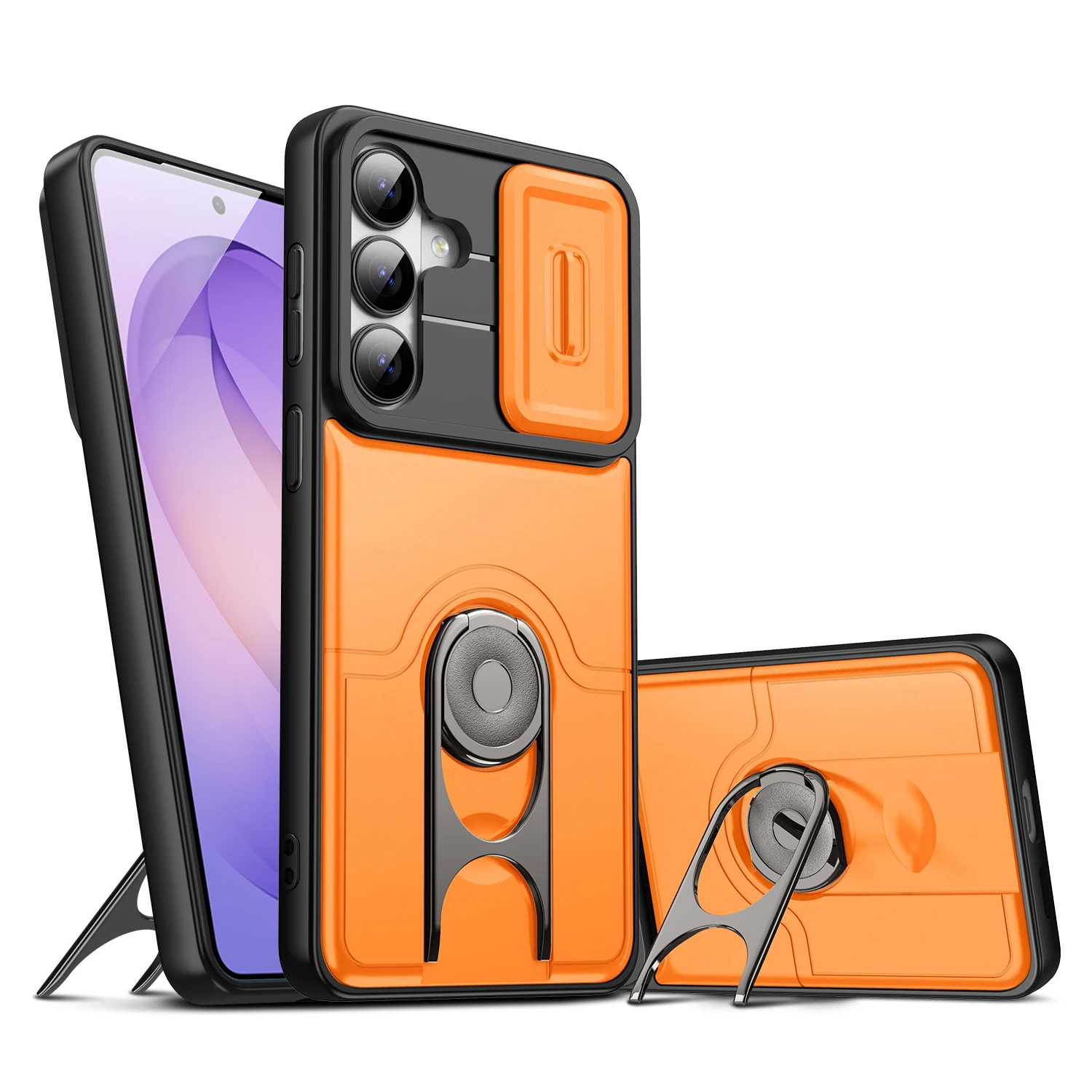 Capa de Celular com Anel de Metal e Proteção Deslizante para Samsung Galaxy A57 A37 A17 A56 A36 A26 A16 A55 A35 A25 5G