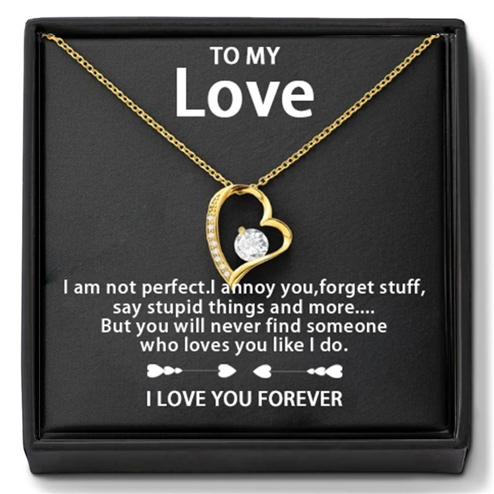 Biżuteria To My Love 14K Gold or Silver Forever Love Wisiorek Naszyjnik Prezent Dla Żony Romantyczny Świąteczny Prezent Urodzinowy Walentynkowy
