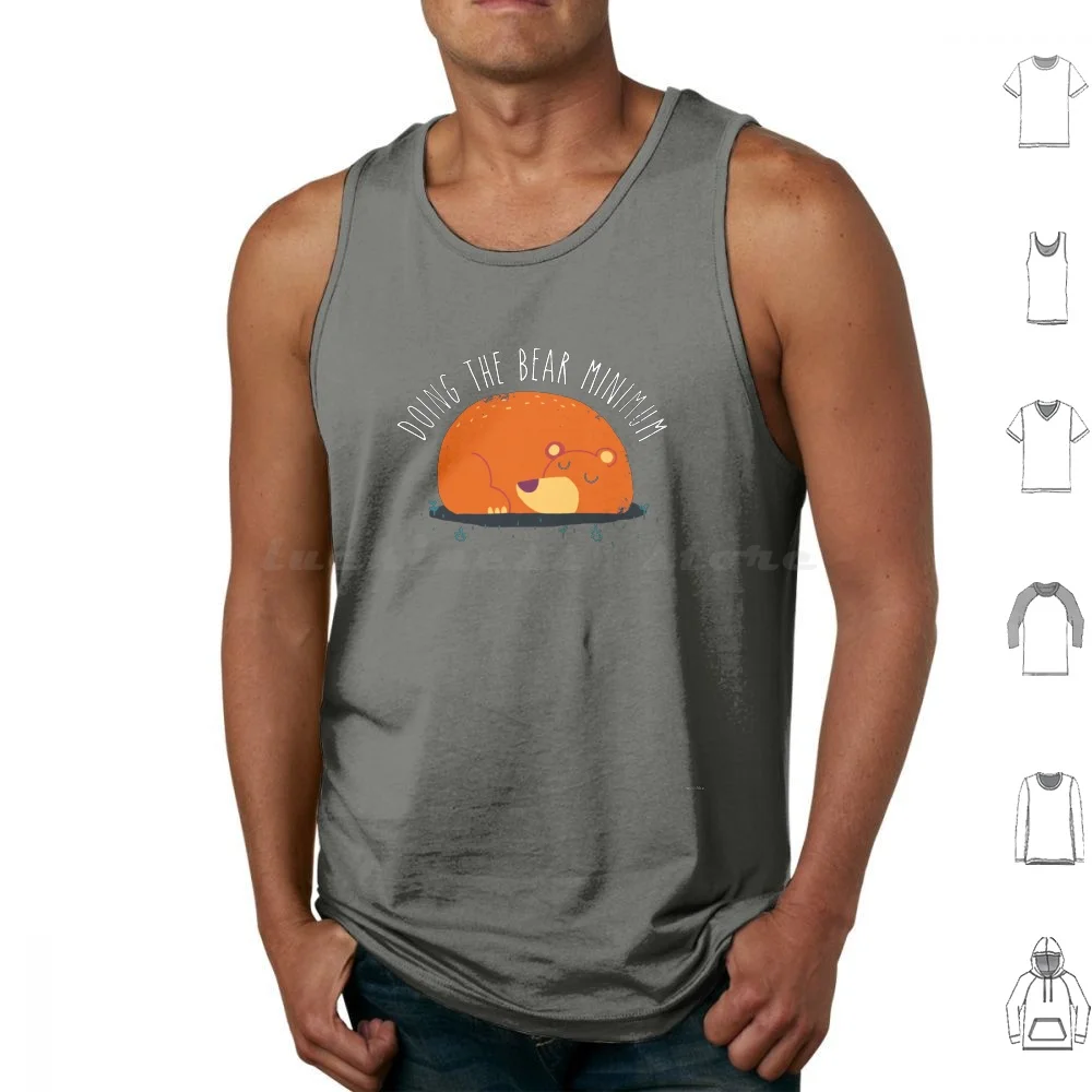Bear Minimum Tank Tops Print Cotton Bear Animal Lazy Funny Humor Type Typography Character Dinomike