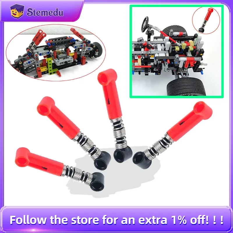 Image of 2/4PCS/8PCS Rot Schock Arm MOC High-tech Bausteine Teile Absorber Suspension Frühling ziegel DIY Für 76537 76138 76138 Modell