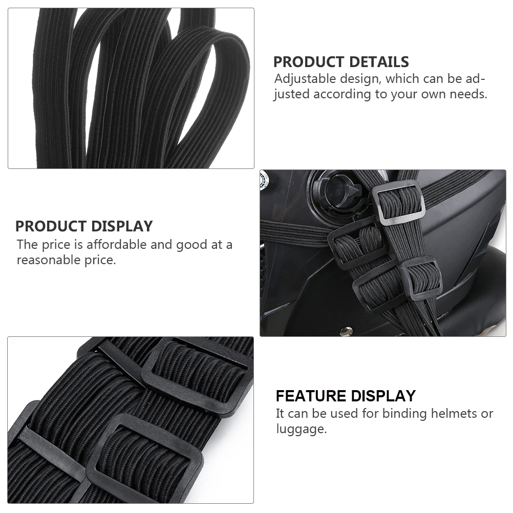 

2pcs Luggage Rope Polyester Elastic Bands Bike Strapping Adjustable Tie Down Fixed Rope Bungee Cord PracticalHelmet Binding