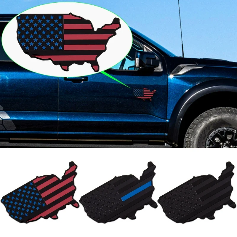 

American flag car sticker, map shaped modification, 3D stereoscopic body sticker, aluminum metal tail badge