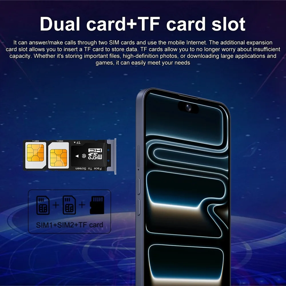 K-Touch 5G Smartphone 17 Pro Max 22G+2TB Cell Phone 7.3inch Full Display Mobile Phones Face Recognition 16+48MP Camera 5G Dual Sim 7800mAh Battery Android 15 Cellphones