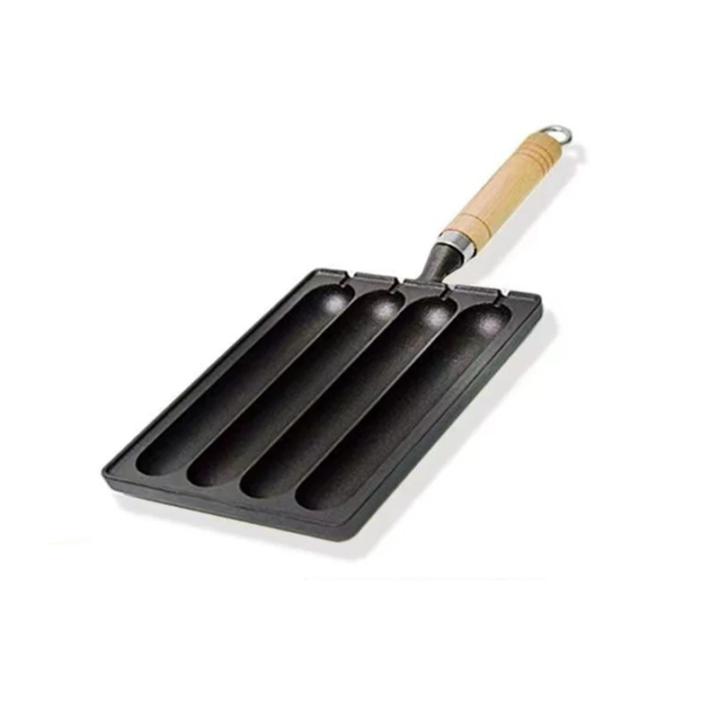 Cast Iron Sausage Pan, Pot For Grilled Sausage Cooking, Home Pre Seasoned Grilled Sausage Pot Durable 20X15cm Vertical