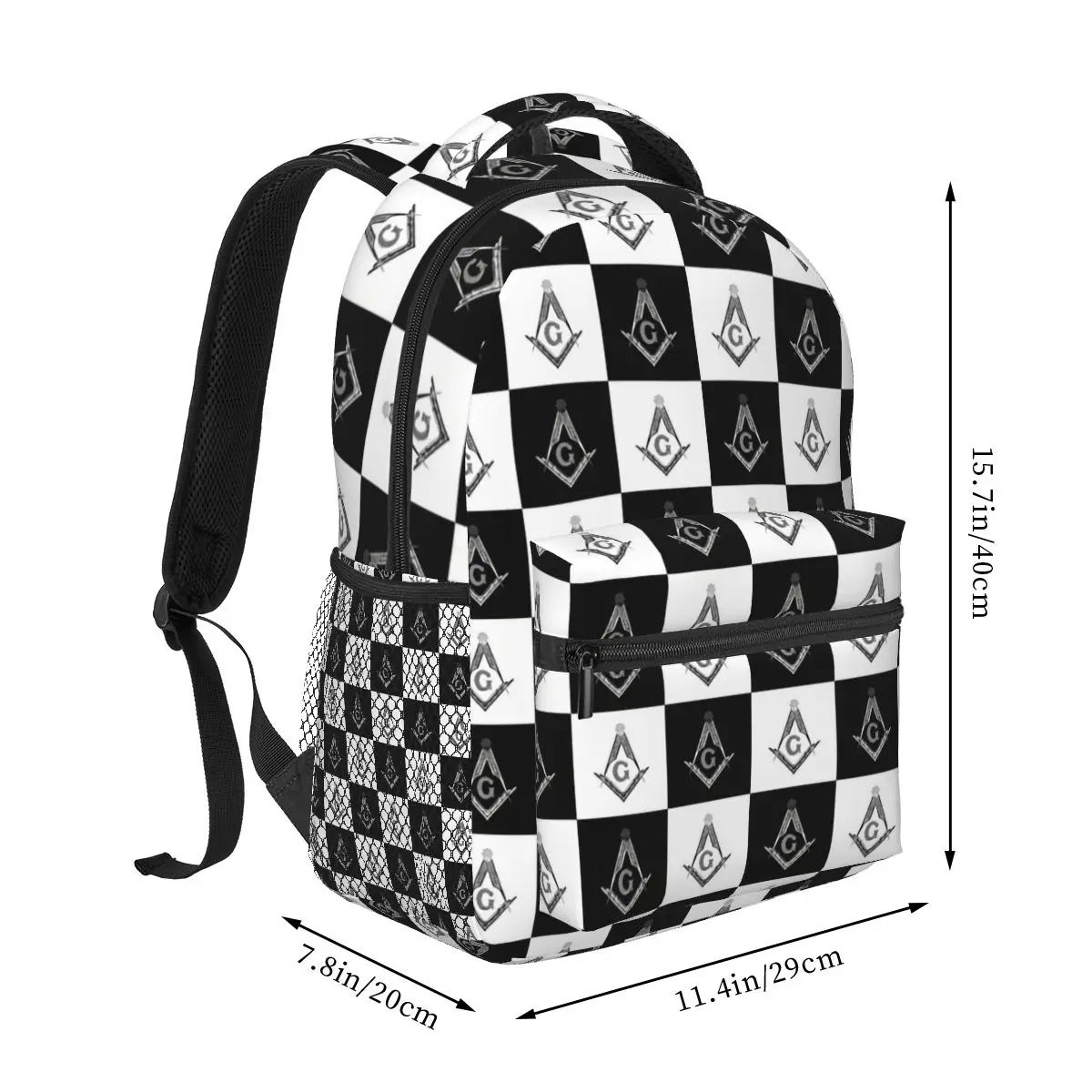 Back To School Freemason Checkered Pattern Backpack School Boy Girl Travel Soft Rucksack Casual Laptop Bag