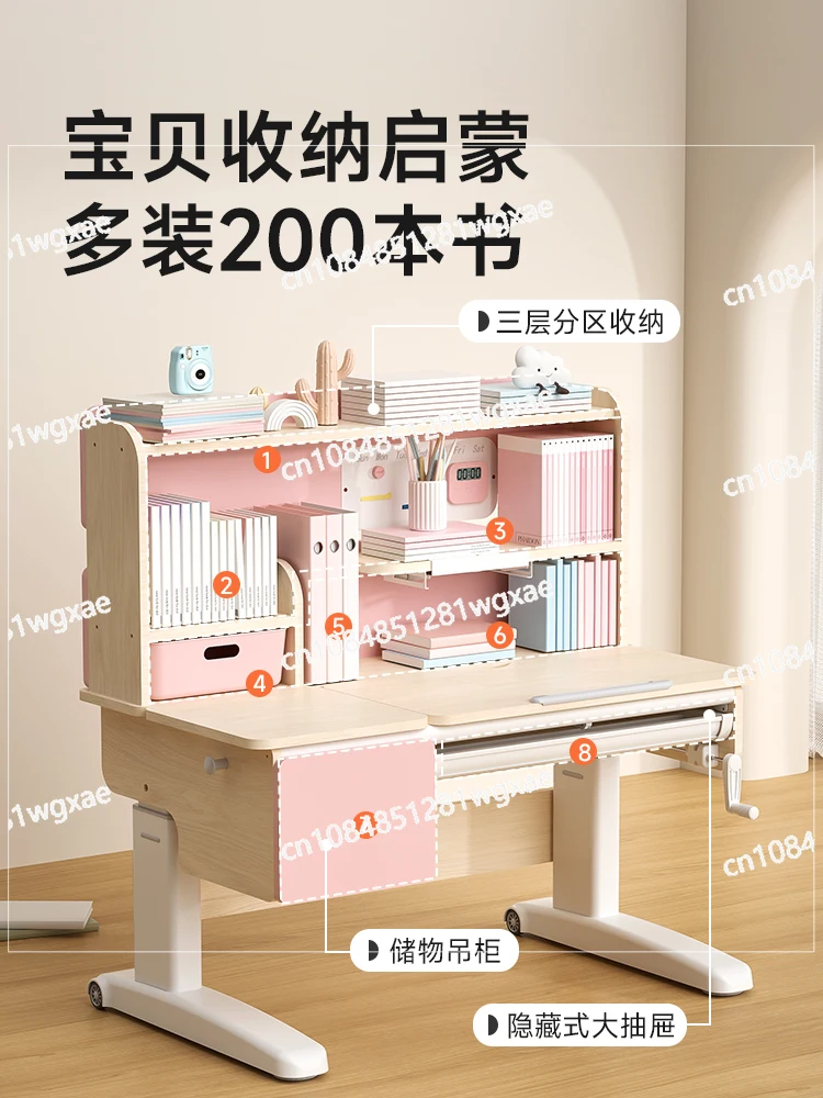 

Children's Study Table Primary School Student Desk Lifting Table Solid Wood Writing Desk Household Desk and Chair Set