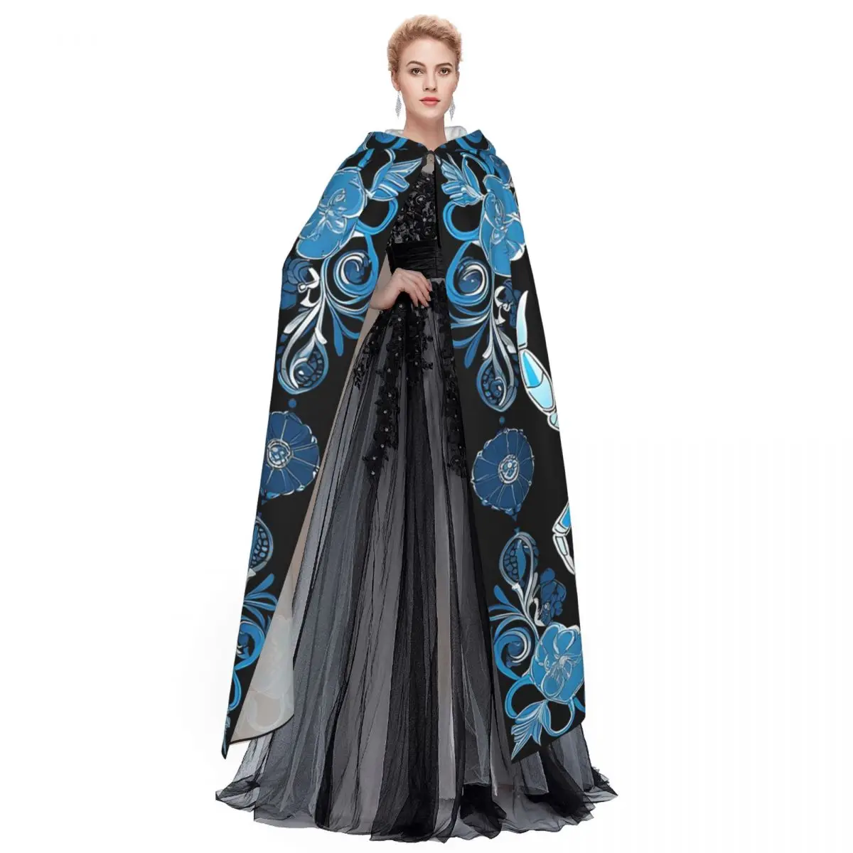 がんの星座ロングフード付きマント魔女中世コスチュームコスプレケープハロウィンヴァンパイア大人ユニセックス