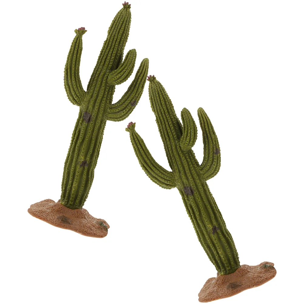 

2 Pcs Cactus Model Decor Car Decoration Mini Ornament Miniatures Adorn Household Crafts Pvc Garden Statues Office Decors