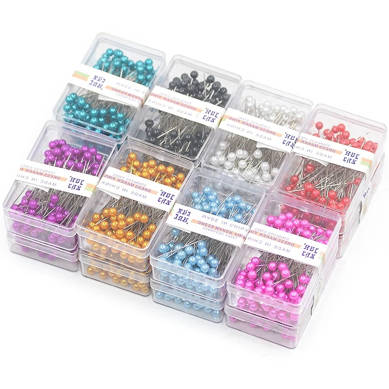 100 Stück/Box 40mm Runde Perlenfarbene Kopfnadeln, Gerade Positioniernadeln zum Quilten, Schneiderei, DIY-Näharbeiten – Detail 6
