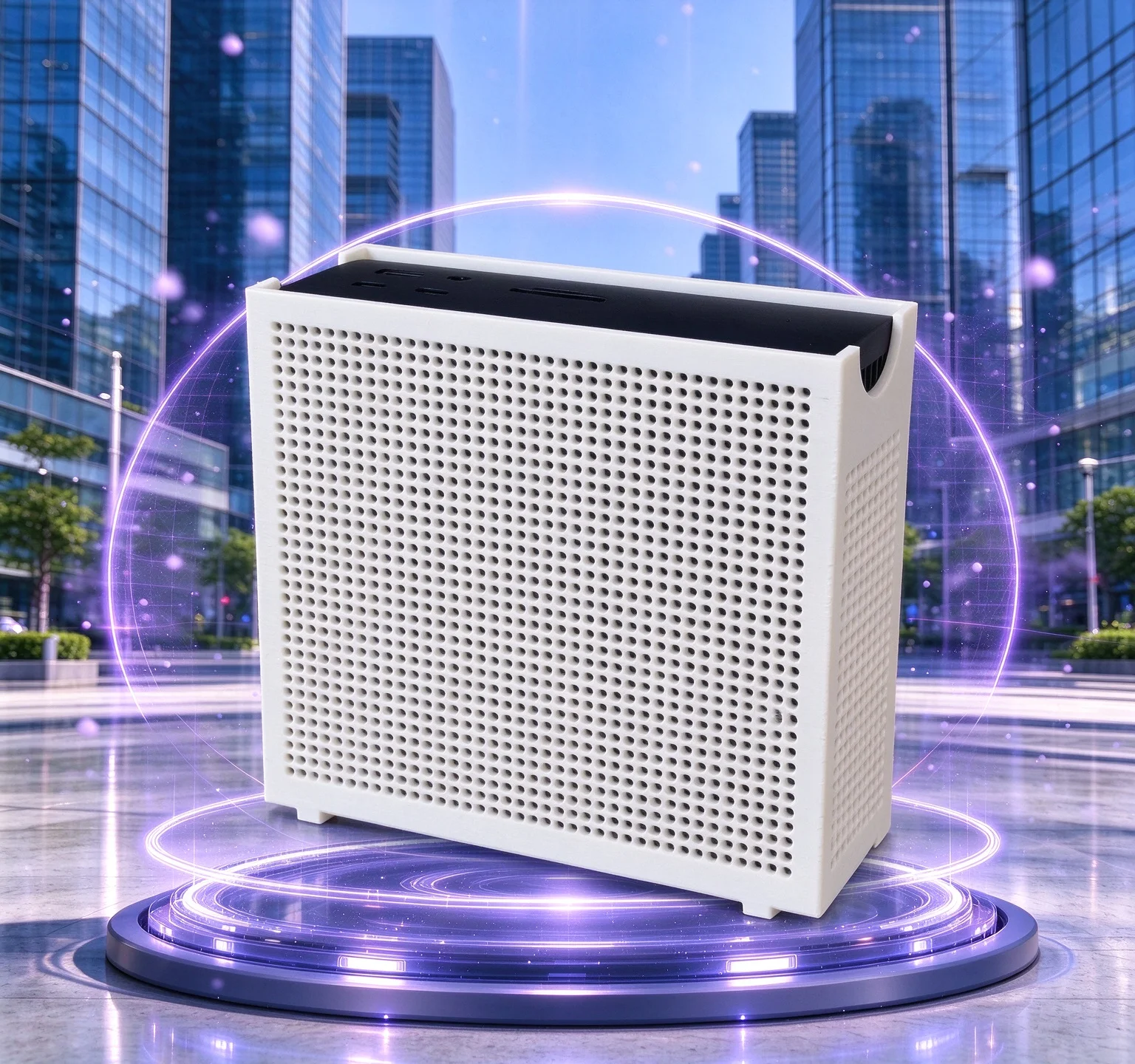 Pour CalDigit (TS5 Plus), support de rangement � placer sous le bureau, maintient solidement le dock Thunderbolt 5 sous la table, tout en assurant un acc�s complet aux ports.