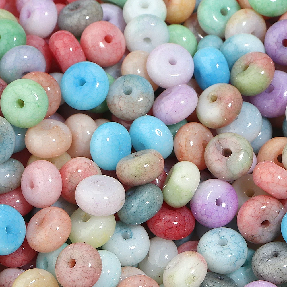 50 Stück/Set 5x8mm Rondell-Form Bunte Rissglasperlen Lose Abstandsperlen Abakusperlen für Schmuckherstellung DIY Armband-Zubehör – Detail 6