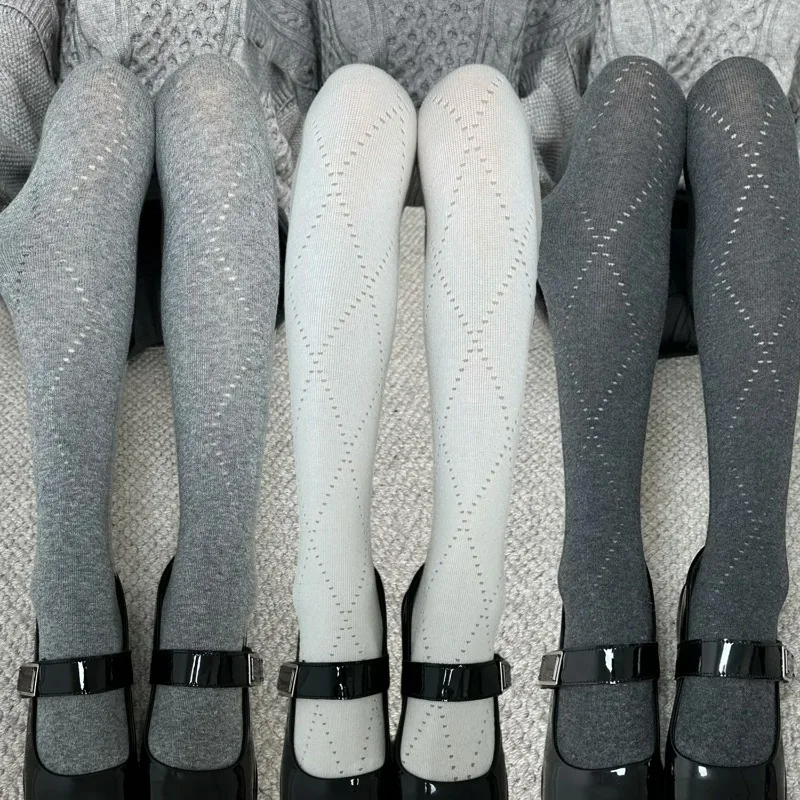 

Autumn Winter Basic Rhombic Pantyhose for Women Silky Footed Slimming Tights High Waist Elastic Slim Solid Color Opaque Stocking