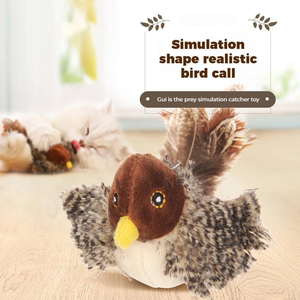 

Hot Selling New Electric Simulation Cat Toy Cute Flapping Bird Made Soft Plush Interactive Pet Movement Toys Cats Funny Cat Play