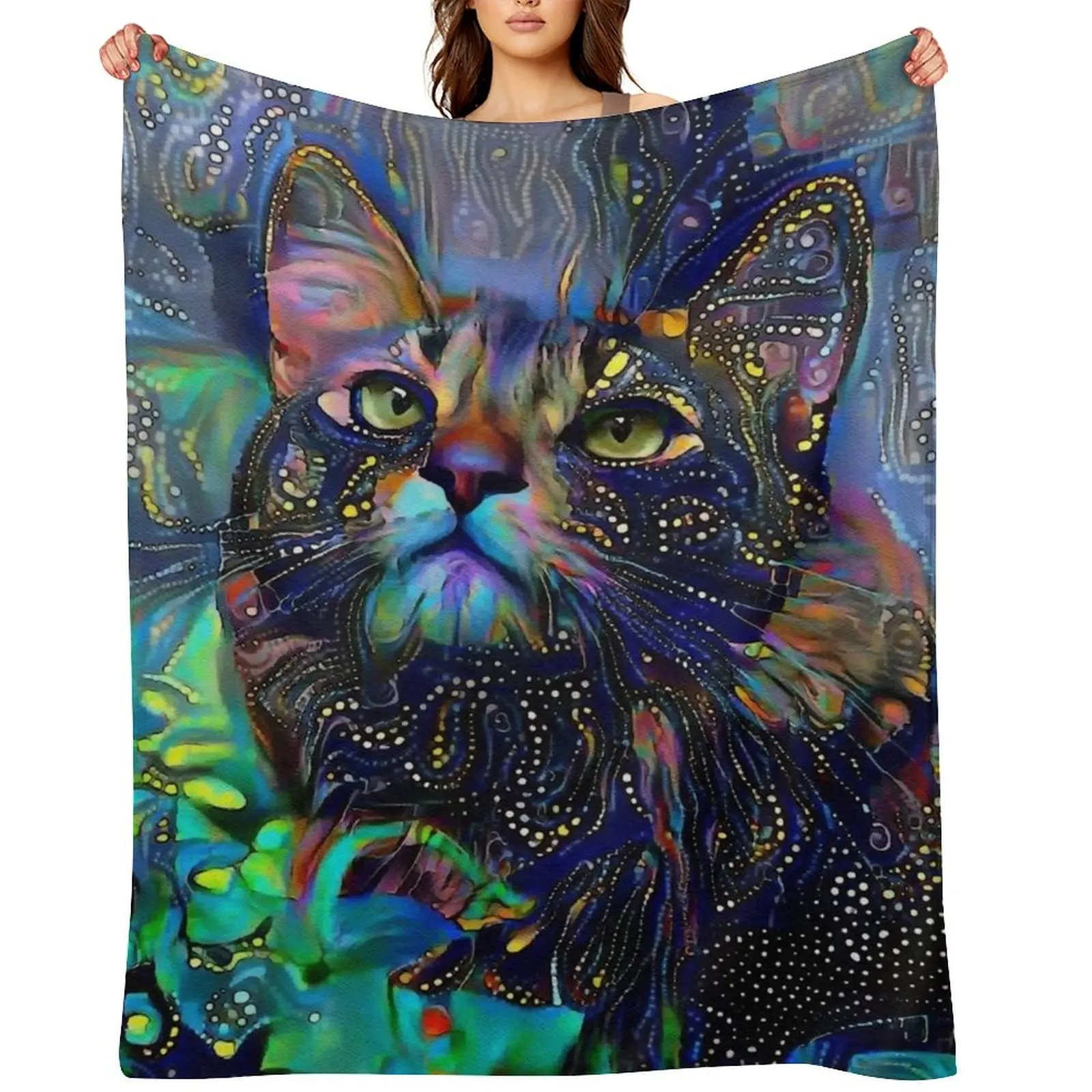 

Melizza, cat, cat, chat, lea roche paintings Throw Blanket Beautifuls Fashion Sofas Single valentine gift ideas Blankets