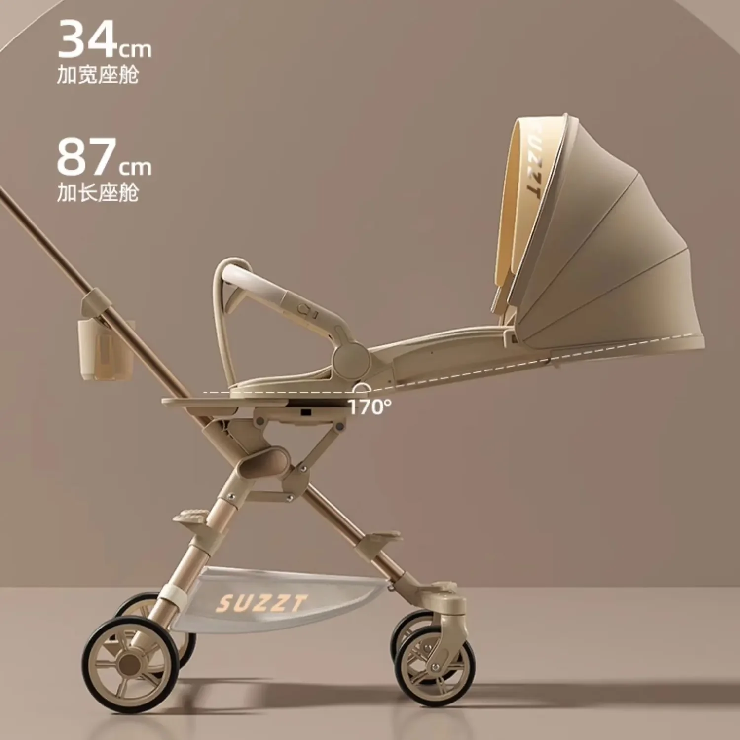 Neuer Kinderwagen, leichter und faltbarer Kinderwagen zum Erkunden mit großem Schlafschirm, super tragendes Baby
