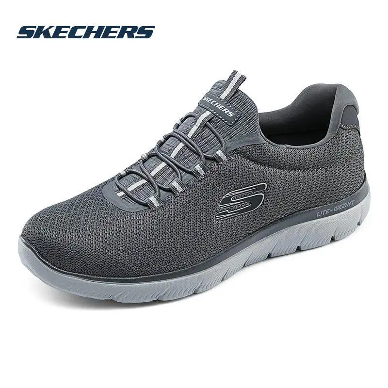 Skechers Unisex Couple Memory Foam Sneakers Charcoal Grey Non Slip Light Weight Outdoor Workout Walking Casual Shoes 52811-CHAR