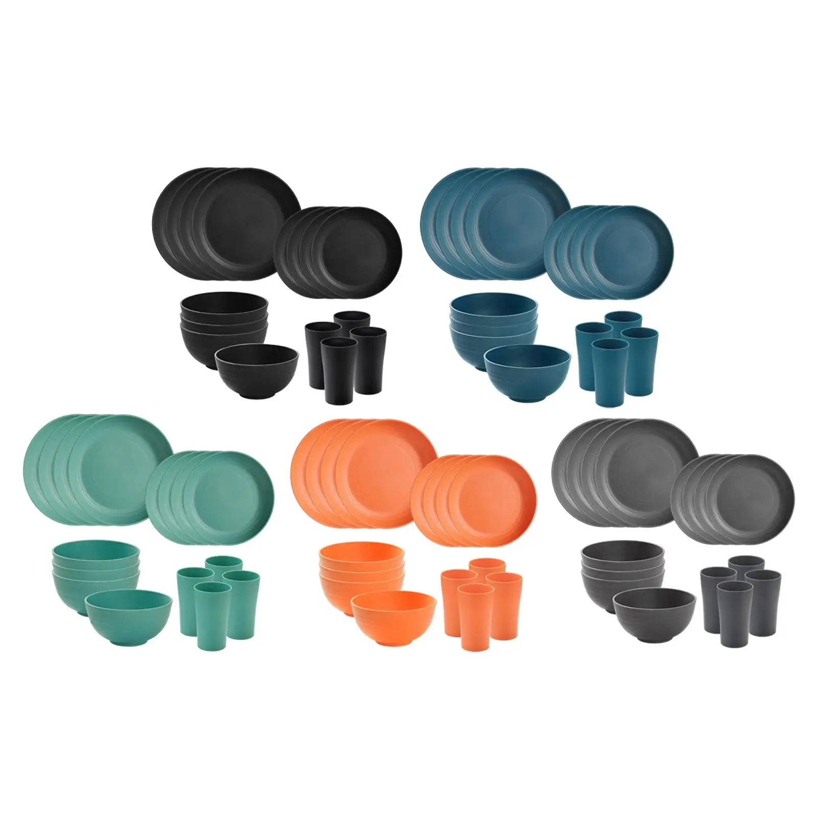 

Dinnerware Sets Matte Wheat Straw PP Minimalist Round Dishes Unbreakable Cups for Outdoor Camping Hotel Kitchen Party Household