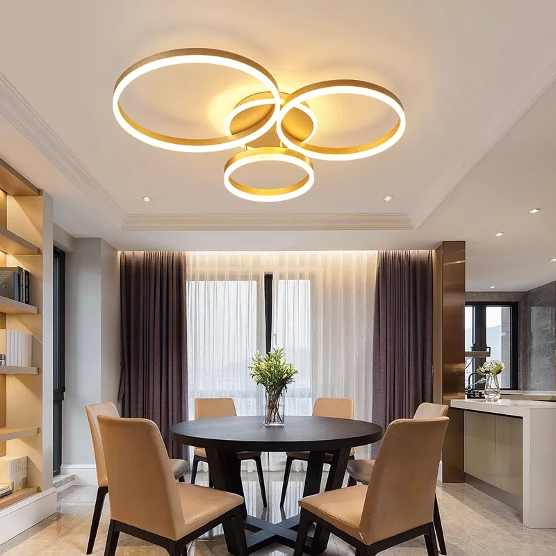 Modern Circular LED Ceiling Lamp Living Room Lights Home Interior Decor Lighting Room Fixture Luster Combination Pendant Light