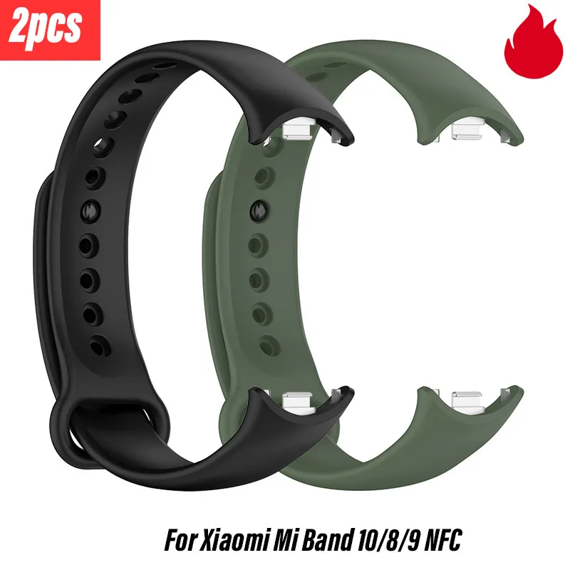 2 stücke 2025 Neue für Xiaomi Mi Band 10/8/9 NFC Armband Silikon Handgelenk Miband 10 Ersatz pulsera correa Mi Band 9 8 Sport Strap