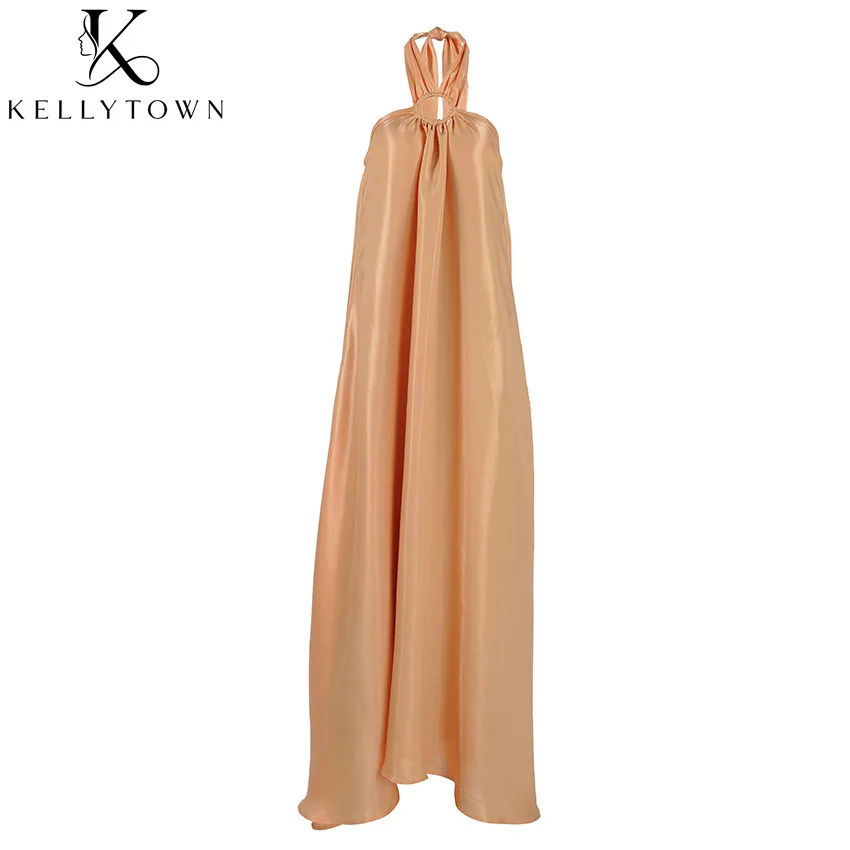 

Halter Dress Female Sleeveless Loose Maxi Dresses Solid Elegant Vacation Backless Dress 2026 Holiday Beach Summer Clothes Woman