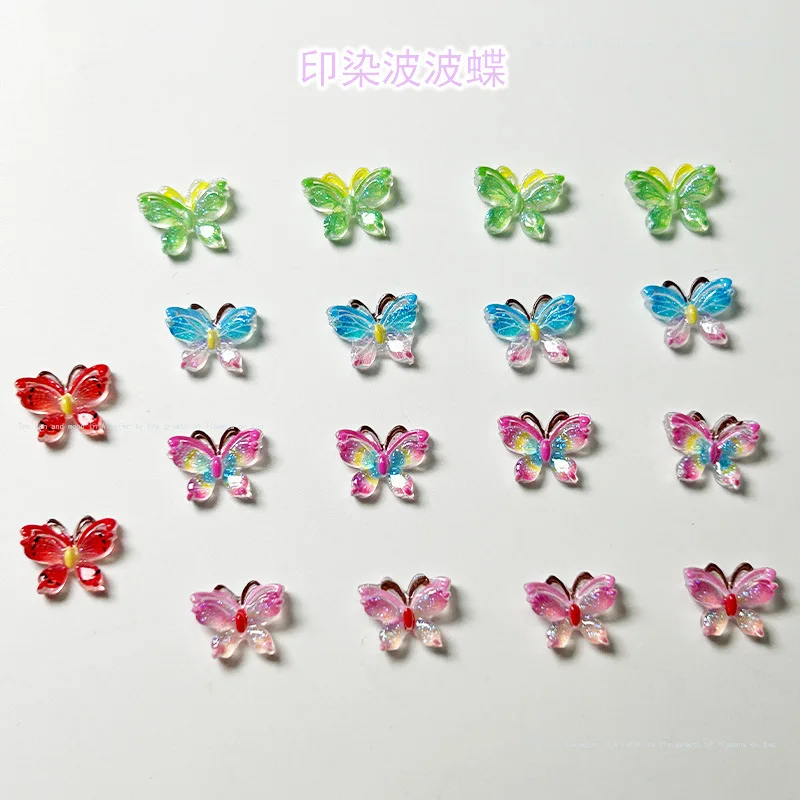 50pcs Glow In The Dark Nail Art Butterfly Resin Stones Gems DIY 3D 8x10mm Butterfly Shaped DIY Crafts Rhinestones For Nails