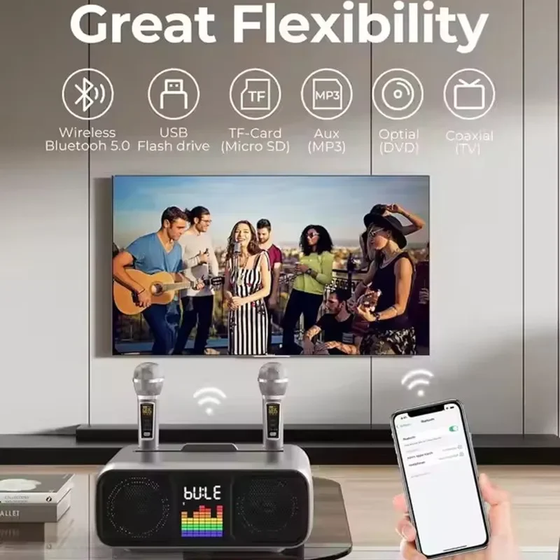 TV mobile portatile Intrattenimento Karaoke Altoparlante Bluetooth Microfono portatile UHF Canto professionale Suono macchina all-in-one