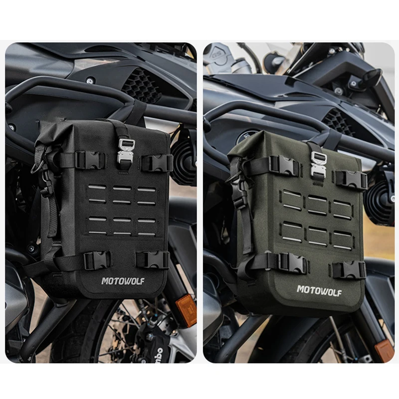 

Motorcycle Bumper Bag Waterproof Bag 8L Motorcycle Side Frame Bag with Internal Support Travel Luggage Tool Box