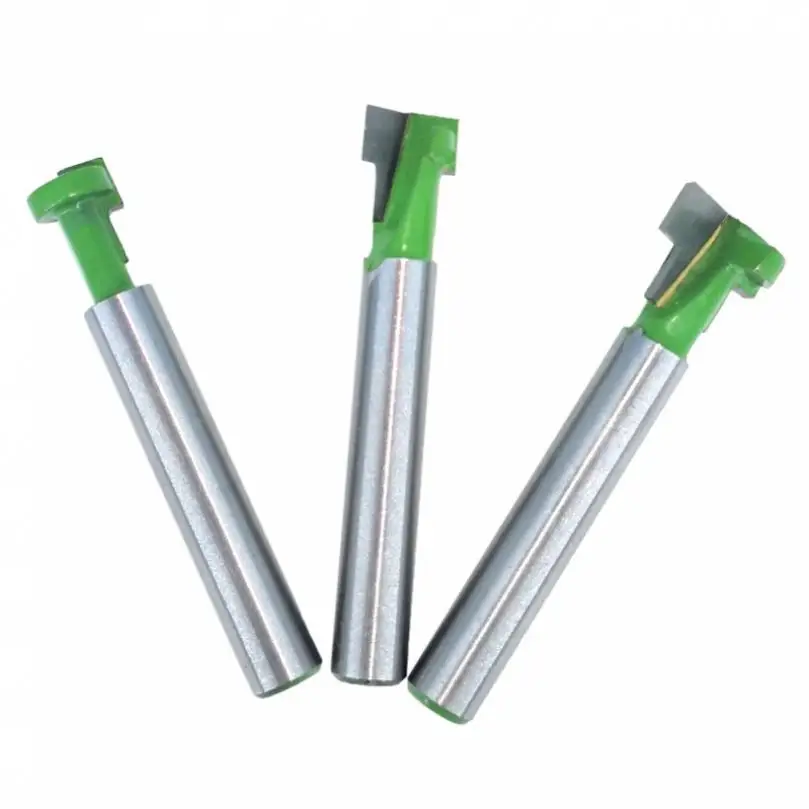 Carboneto sólido Keyhole Router Bits Set, Slot de madeira para trabalhar T, Hex Bolt Router Bit, Cria Haste, 6mm, 3Pcs por conjunto