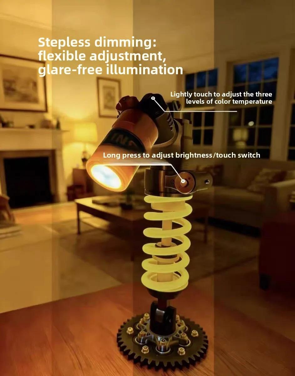 motorcycle Shock Absorber Desk Lamp Personalized Industrial Style Decor Night Light for Unique Gift for Boys KTM OHLINS BMW view 2