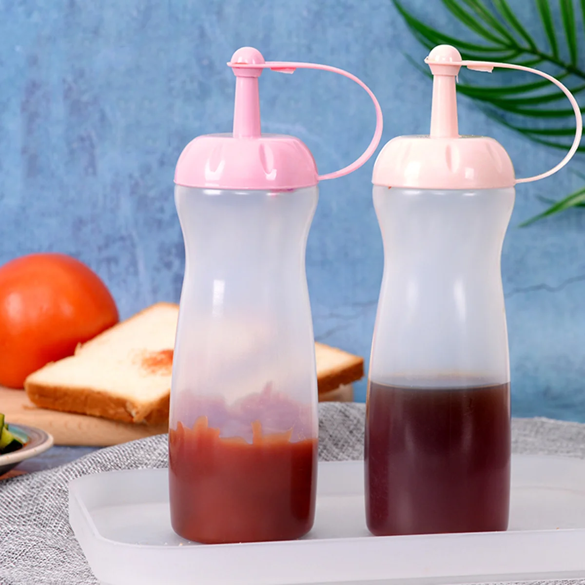 

440ml Salad Squeeze Bottle Plastic Storage Bottle Detachable Cover Clear Design for Tomato Sauce Dressing Oil Vinegar Bbq