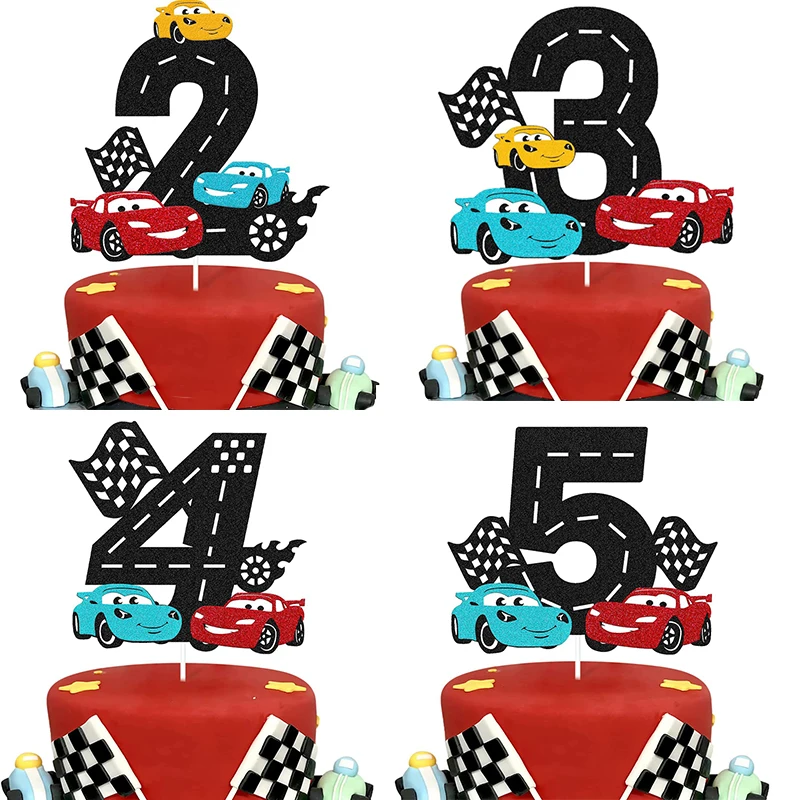 Disney McQueen Lightning Cars Happy Birthday Cake Topper Kids Baby Shower Birthday Party Decoration Baby Shower Gift Toy Supplie