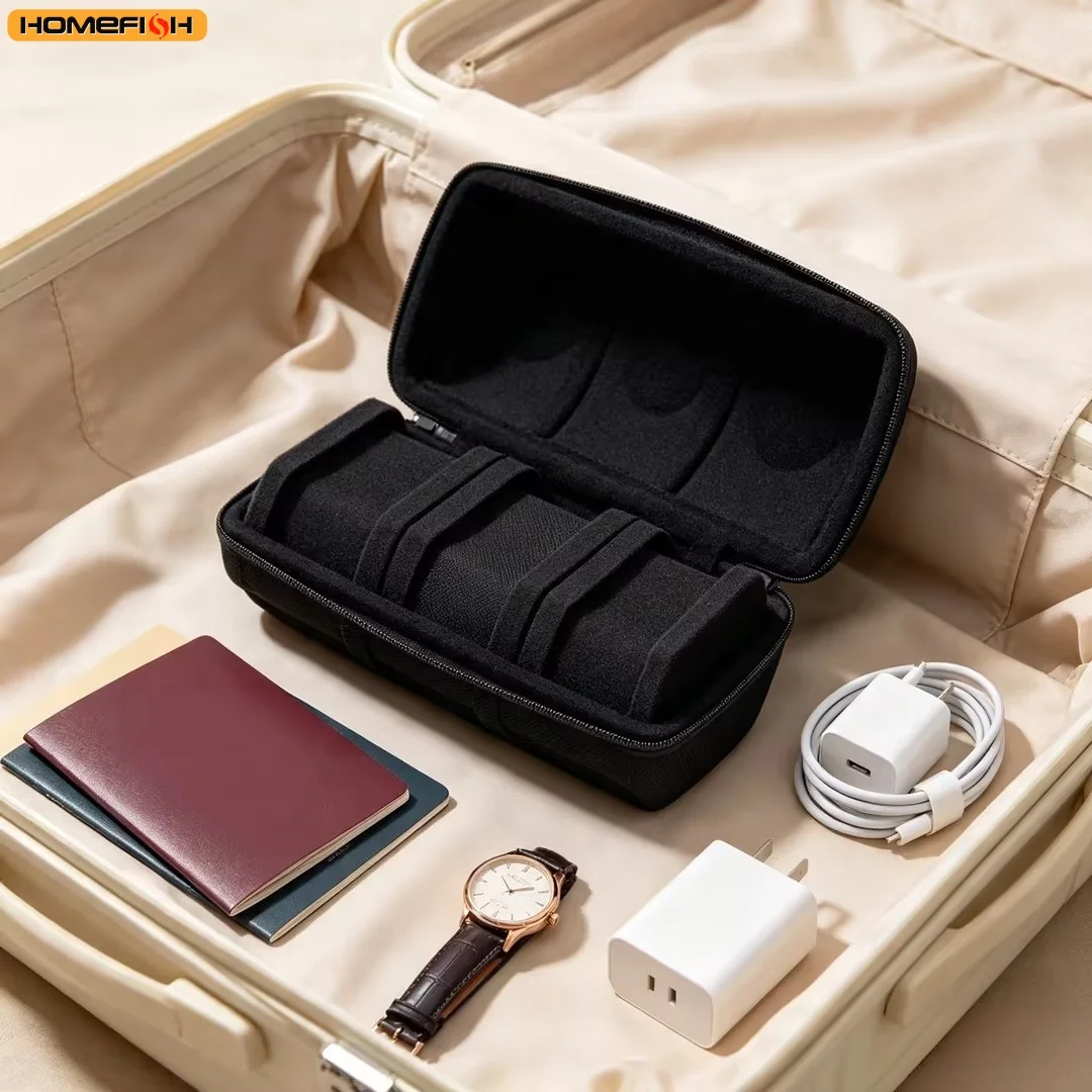 Travel Case for Watch with 3 Slots Rigid High-Quality Watch Storage Organizer Protective Box for Jewelry And Accessories