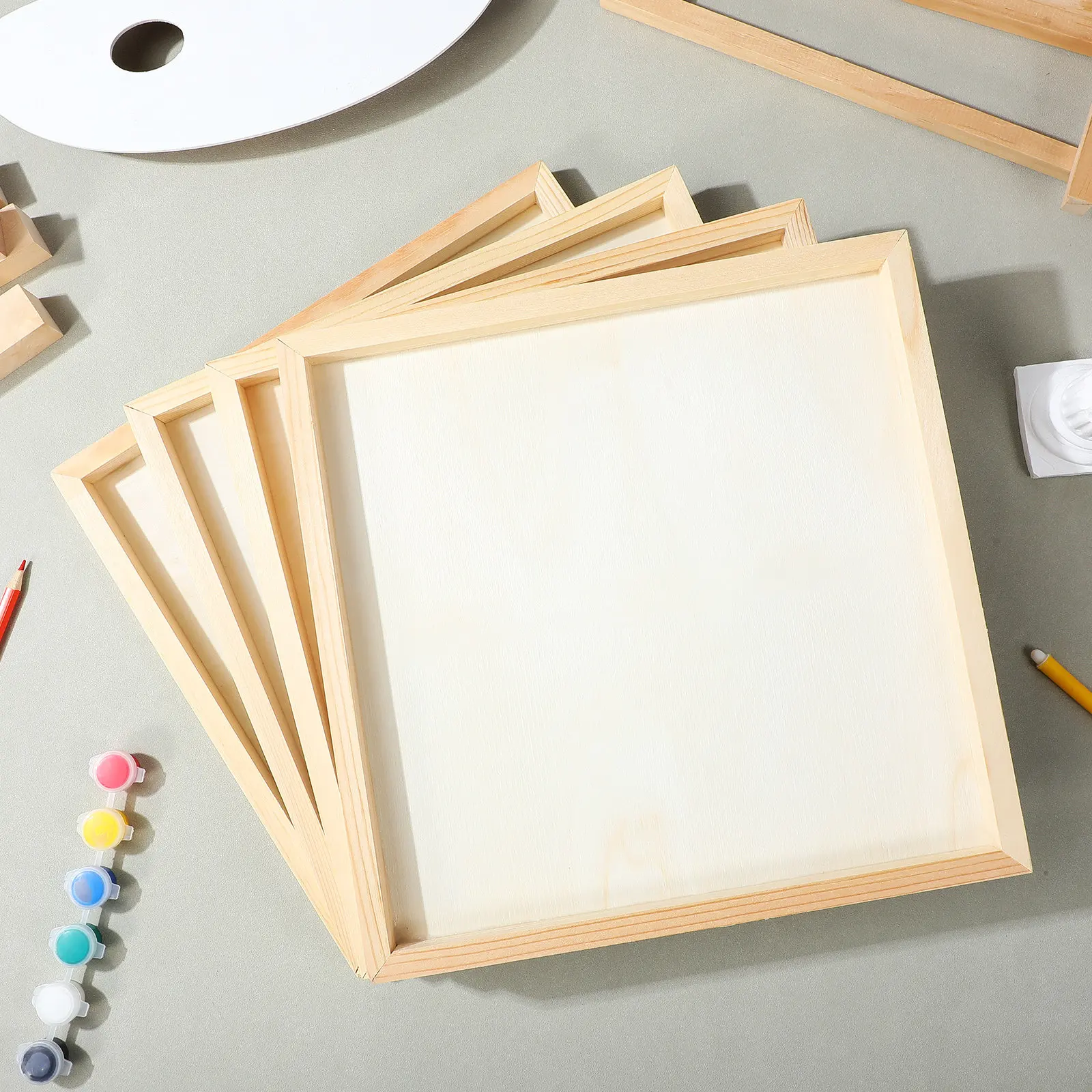 4Pcs Handmade Wooden Picture Frames Natural Finish DIY Craft Wood Panels Tabletop Desk Display Unfinished Photo Frame Kit