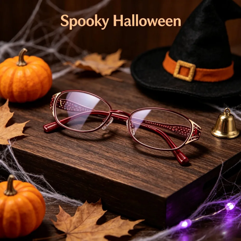 Elegant Burgundy Oval Men's and Women's Reading Glasses, Exquisite Hollow Engraved Metal Frame, Anti-blue Light, Light and Comfortable Version, Slim Face Design, Office Outdoor Daily Fashion Reading Glasses, Christmas and Halloween Gifts, Random Colors