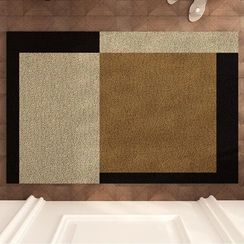 Contrast Color Patchwork Wire Loop Floor Mat Wear-Resistant Debris-Trapping Non-slip for Home Decor