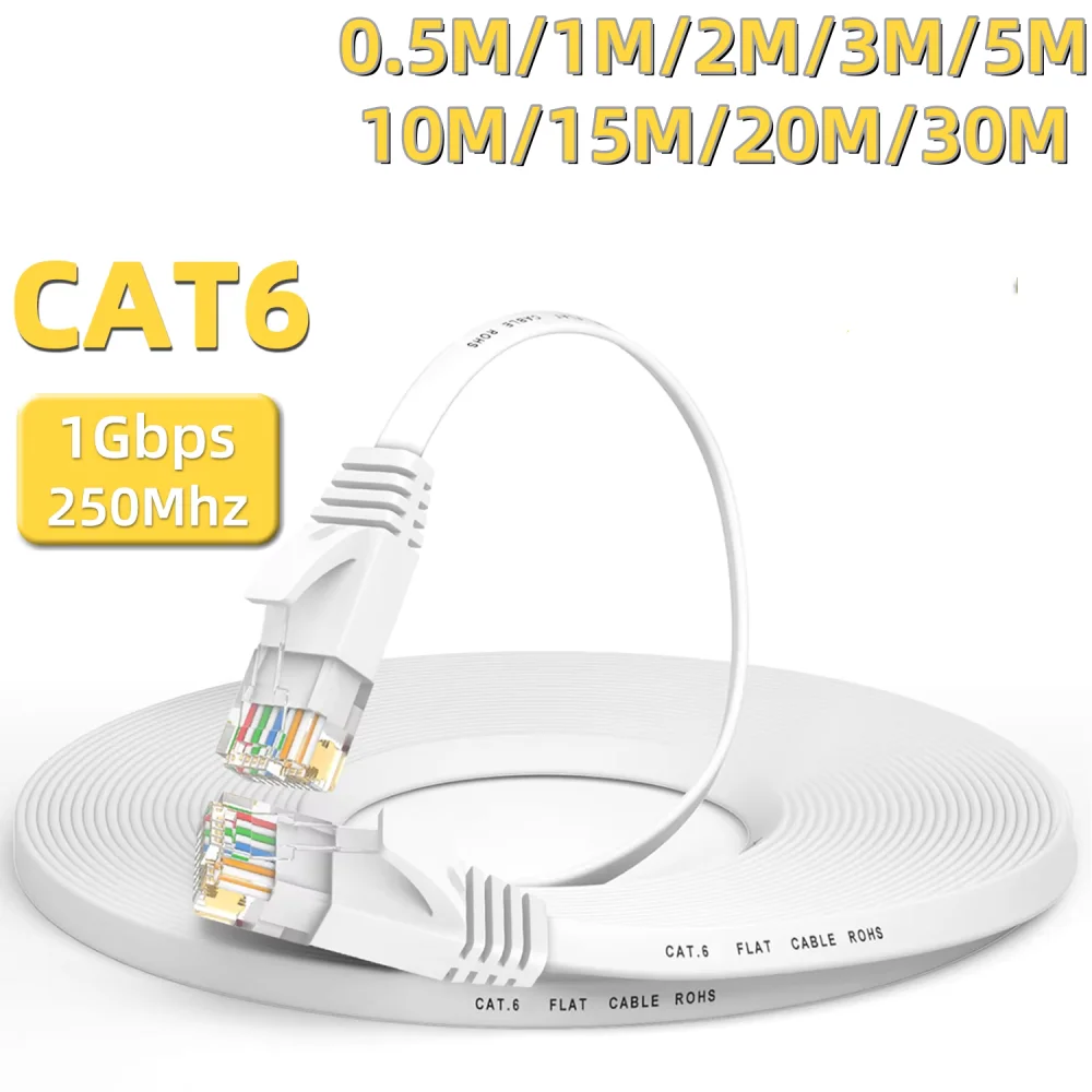 0.5m 1m 5m 10m 20m 30m Cat 6 Flat Ethernet Cable UTP 1000M N