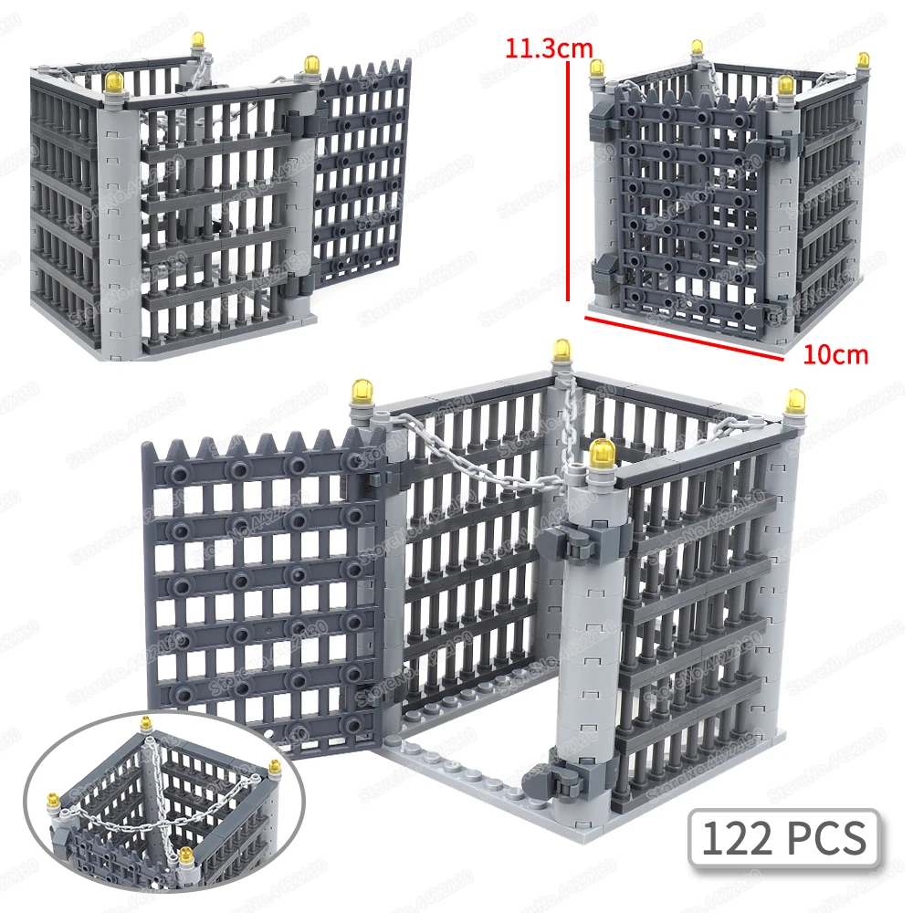 Wildernis Gevangenschap Kettingen Kooi Bouwsteen Moc Figuren Vangen Mutatie Grote Monsterscène Model Kinderen Geschenken Jongen Speelgoed