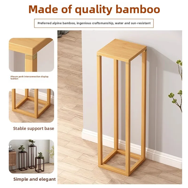 Living Room Floor-to-ceiling Solid Wood Flower Pot Rack, Indoor New Chinese-style Ornament Rack