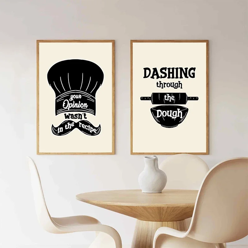 Chef Hat Vintage Cow Pig Chicken Animal Parts Canvas Painting Wall Art Poster Print for Living Room Kitchen Home Decor