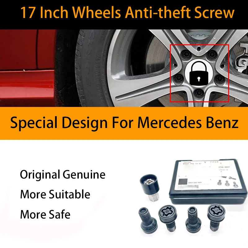 M14x1.5x27 Genuine Anti-Theft Screw Lock Wheel For Mercedes Benz A B C E M S GLA GLB 17 Inch Wheels OEM A0019901607