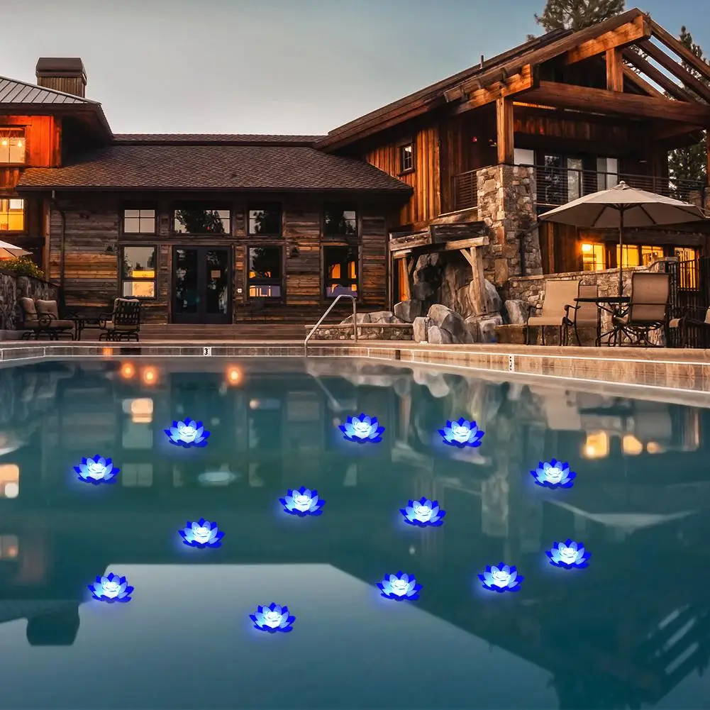 

LED Waterproof Floating Lotus Light Flower Lamp Pond Pool Decor (Blue)