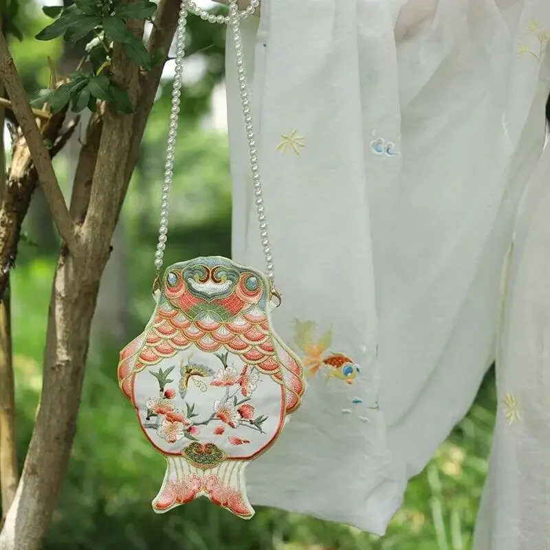 Hanfu Handbag Women Chinese Style Double-sided Embroidery Handbag Bag Ethnic Hanfu Accessories Carrying Small Cross-body Bag