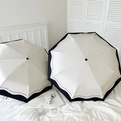 Romantic French Umbrella Automatic Women's Rain and Rain Dual use Black and White Niche Anti UV Sunshade Umbrella