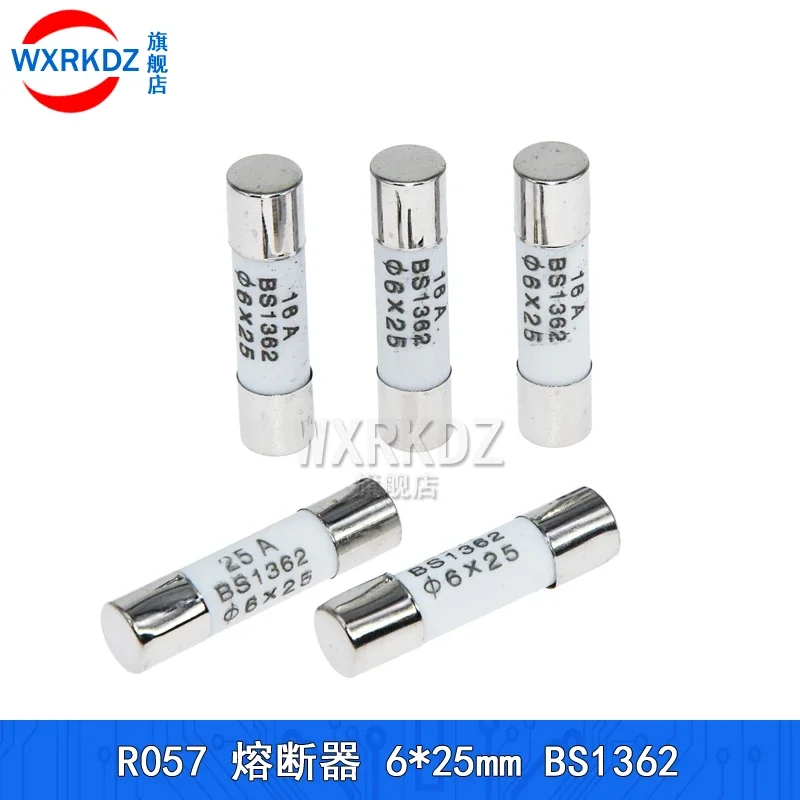 

5Pcs R057 RO57 Ceramic Fuse tube 6x25mm 6*25mm BS1362 fuse 0.5a 1a 2a 3a 4a 5a 6a 8a 10a 13a 15a 16a 20A 25A