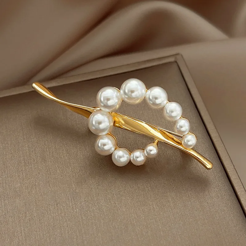 

2PC setFrench Style Pearl Brooch for Women High-end Sense Brooch Trendy High-grade Suit Pin Accessory