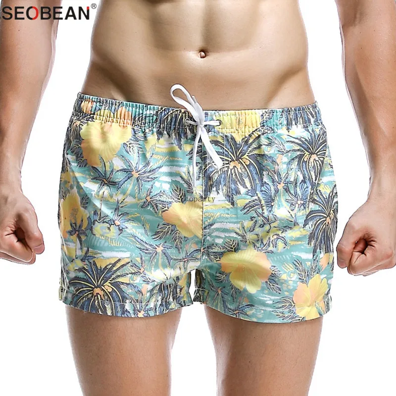 2024 new  Summer Style Seaside Men Beach Shorts Men Quick Dry Polyester Fabrics Beachwear Men's Board Shorts Trunks Print Shorts