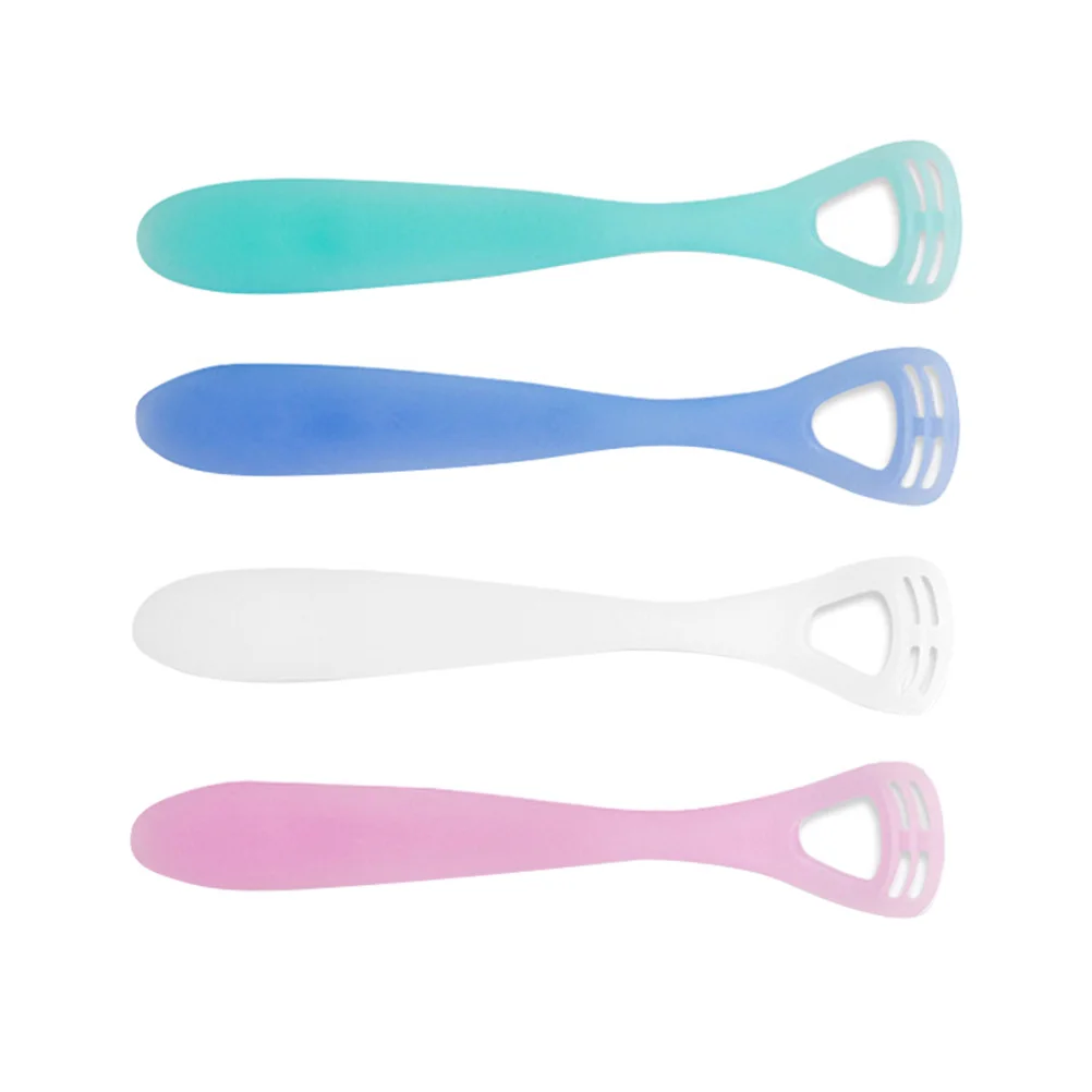 

4pcs Silicone Scraper Durable Effective Tongue Cleaner Brush Safe Oral Health Tool Kids Adults Lightweight Portable Random Color